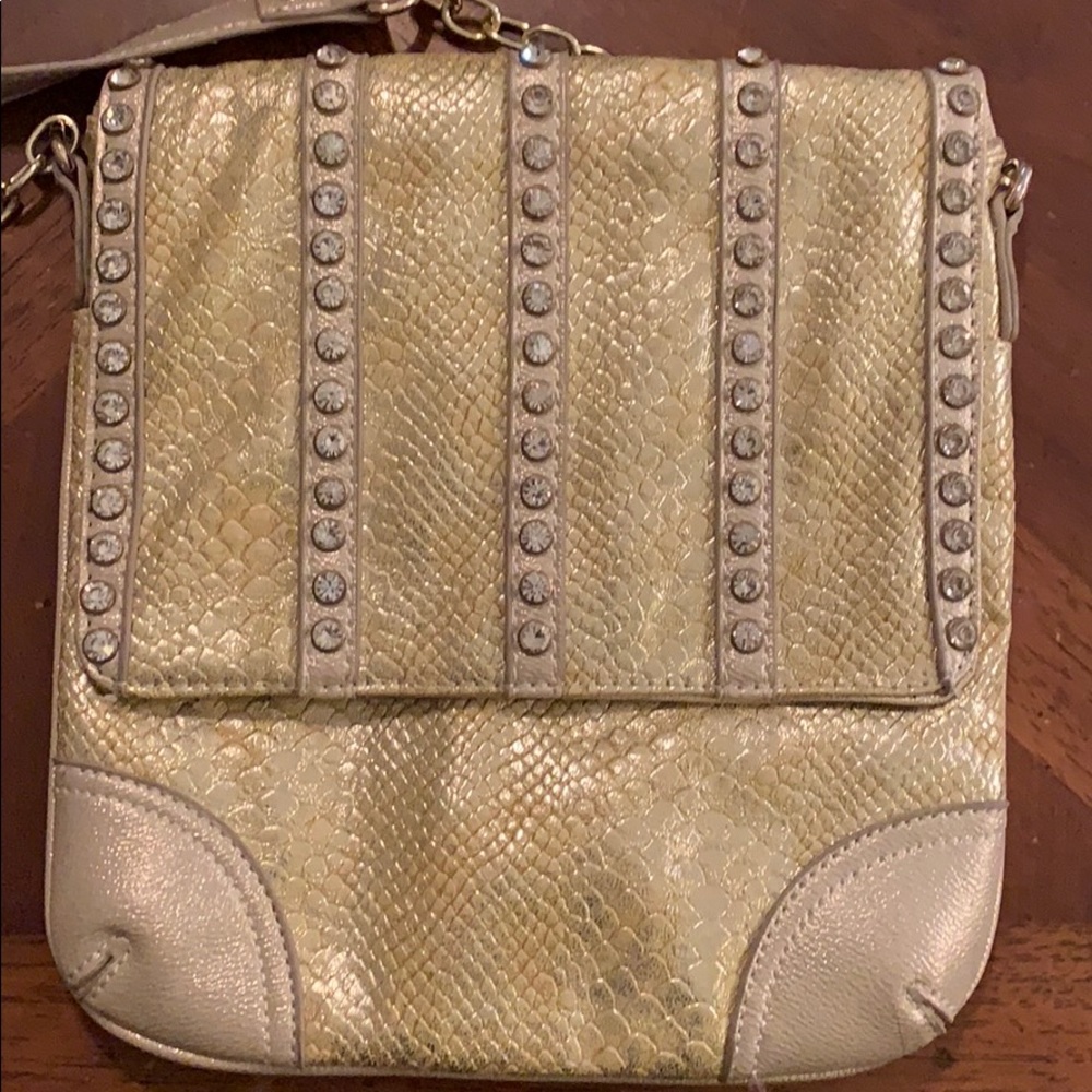 Two tones gold bedazzled crossbody
